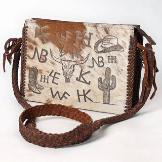 Western Cattle Brand Hair-On Hide Genuine Leather Crossbody Bag - Barbwire n Bougie Boutique