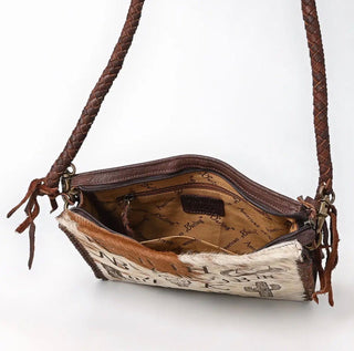Western Cattle Brand Hair-On Hide Genuine Leather Crossbody Bag - Barbwire n Bougie Boutique