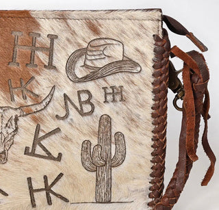 Western Cattle Brand Hair-On Hide Genuine Leather Crossbody Bag - Barbwire n Bougie Boutique