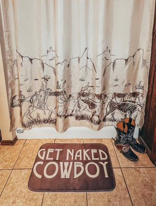 Western Cattle Drive Shower Curtain Bath Set - Barbwire n Bougie Boutique