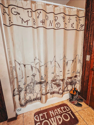 Western Cattle Drive Shower Curtain Bath Set - Barbwire n Bougie Boutique