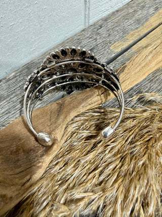 Western Concho Cuff Bracelet | Silver-Tone Southwestern Statement Bracelet for Women - Barbwire n Bougie Boutique