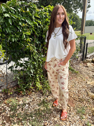 Western Cowboy Toile Barrel Leg Pants – High Waisted Cowgirl Print Twill Trousers- FINAL SALE! - Barbwire n Bougie Boutique