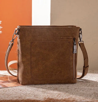 Western Cowhide Tooled Crossbody Bag-TR198G-9360BR - Barbwire n Bougie Boutique