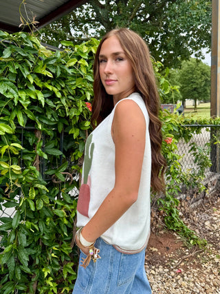 Western Desert Sweater Tank for Women | Cactus Sleeveless Knit Top - Barbwire n Bougie Boutique