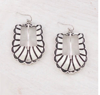Western Scalloped Belt Buckle Earrings - Barbwire n Bougie Boutique
