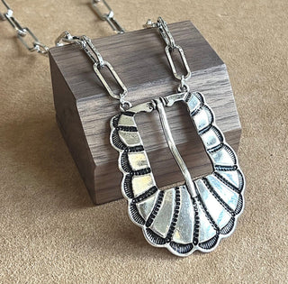 Western Scalloped Belt Buckle Statement Necklace - Barbwire n Bougie Boutique