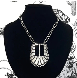 Western Scalloped Belt Buckle Statement Necklace - Barbwire n Bougie Boutique