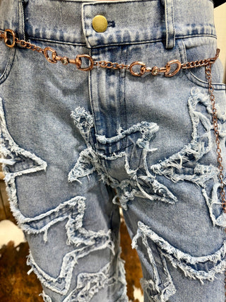 Western Snaffle Bit Adjustable Chain Belt | Rhinestone Horse Bit Belt | Cowgirl Accessory - Barbwire n Bougie Boutique