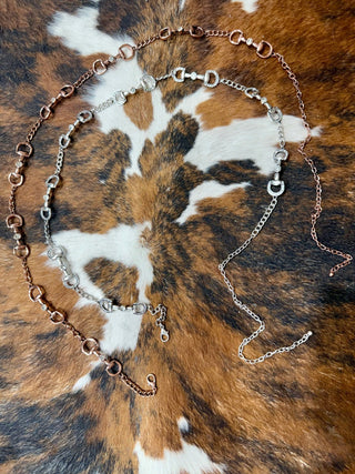 Western Snaffle Bit Adjustable Chain Belt | Rhinestone Horse Bit Belt | Cowgirl Accessory - Barbwire n Bougie Boutique