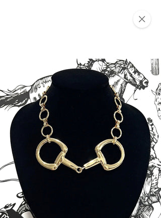 Western Snaffle Bit Statement Necklace- Gold - Barbwire n Bougie Boutique