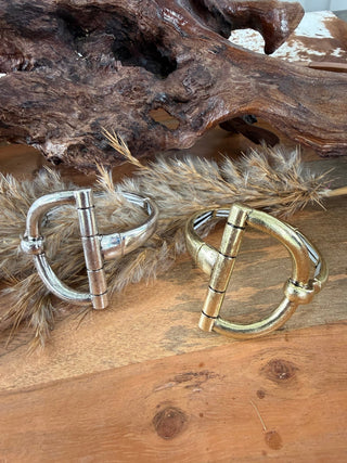 Western Snaffle Bit Stretch Bracelet – Gold or Silver Horse Bit Cuff - Barbwire n Bougie Boutique