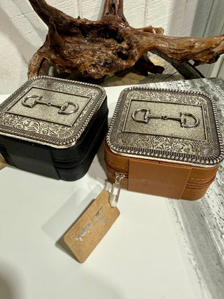 Western Snaffle Bit Travel Jewelry Case- 2 Colors - Barbwire n Bougie Boutique