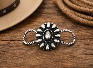 Western Squash Blossom Twilly Slide Charm | Silver Concho Scarf Charm for Wild Rags - Barbwire n Bougie Boutique