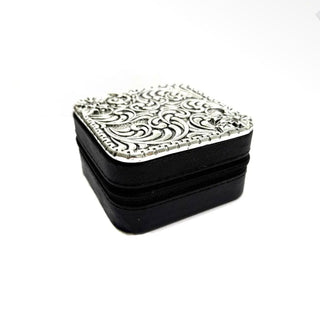 Western Tooled Floral Scroll Jewelry Travel Box- Black - Barbwire n Bougie Boutique