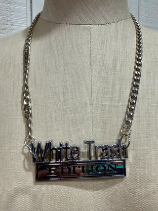 White Trash Edition Statement Necklace – Bold Western Chunky Chain Pendant - Barbwire n Bougie Boutique