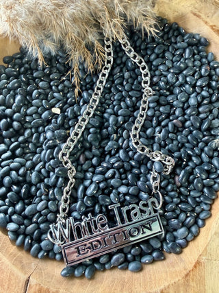 White Trash Edition Statement Necklace – Bold Western Chunky Chain Pendant - Barbwire n Bougie Boutique