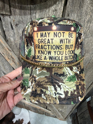 Whole B*tch Camo Chain Trucker Hat - Barbwire n Bougie Boutique