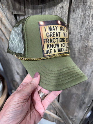 Whole B*tch Olive Green Chain Trucker Hat - Barbwire n Bougie Boutique