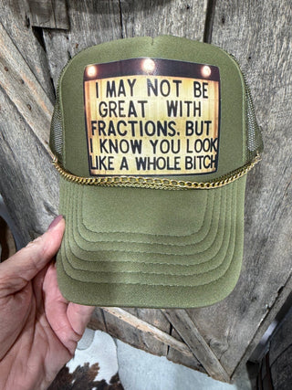 Whole B*tch Olive Green Chain Trucker Hat - Barbwire n Bougie Boutique