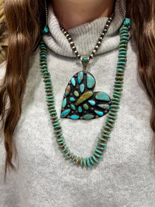Wild at Heart Kingman Turquoise Statement Pendant – German Silver - Barbwire n Bougie Boutique