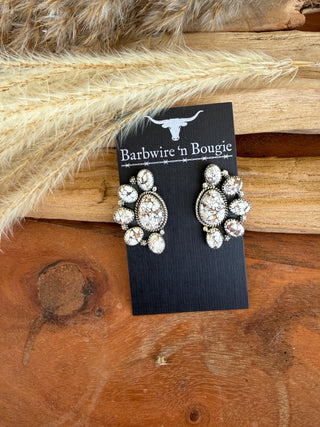 Wild Horse Sterling Silver Half Cluster Earrings - Barbwire n Bougie Boutique