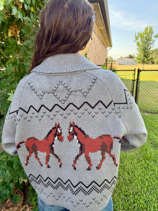 Wild Horses Gray Western Knit Cardigan - Barbwire n Bougie Boutique