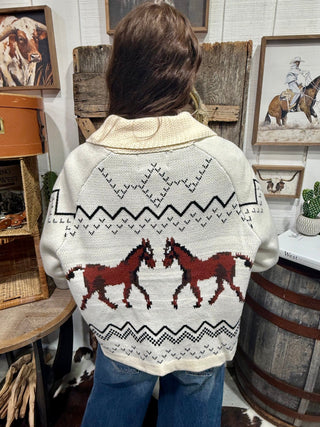 Wild Horses White Western Knit Cardigan - Barbwire n Bougie Boutique