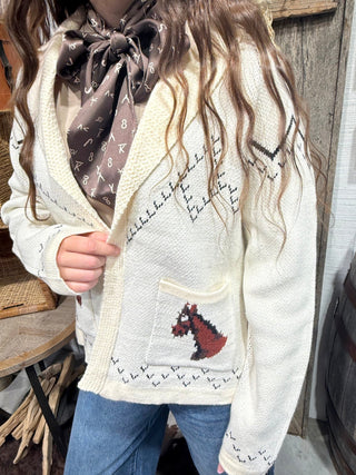 Wild Horses White Western Knit Cardigan - Barbwire n Bougie Boutique