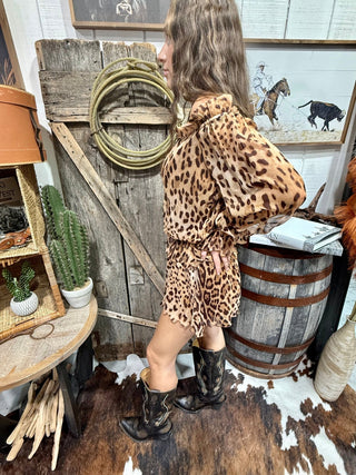 Wild Side Leopard Print Off Shoulder Romper - Barbwire n Bougie Boutique