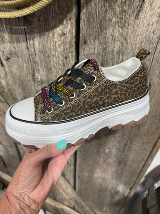 Wild Side Rhinestone Platform Cheetah Sneakers - Barbwire n Bougie Boutique