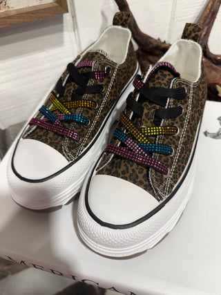 Wild Side Rhinestone Platform Cheetah Sneakers - Barbwire n Bougie Boutique