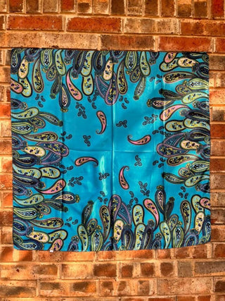Wild Turquoise Paisley Print Wild Rag - Barbwire n Bougie Boutique