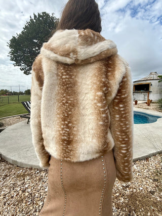 Wild West Deer Print Faux Fur Buckle Jacket - Barbwire n Bougie Boutique