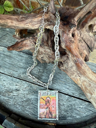 Wild West Native Warrior Necklace – Vintage Western Statement Pendant - Barbwire n Bougie Boutique