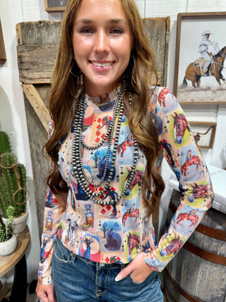Wild West Playing Cards Mesh Top - Barbwire n Bougie Boutique
