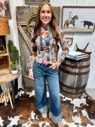 Wild West Playing Cards Mesh Top - Barbwire n Bougie Boutique