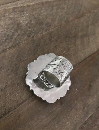 Wildflower Kingman Turquoise & Mother of Pearl Statement Ring - Barbwire n Bougie Boutique