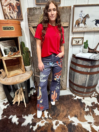 Yee Haw Howdy Western Print Wide Leg Pants - Barbwire n Bougie Boutique