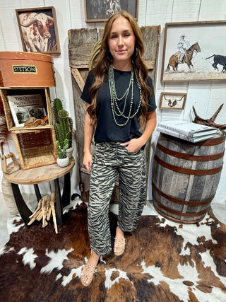 Zebra Print Cropped Barrel Jeans | High-Rise Relaxed Fit Statement Denim - Barbwire n Bougie Boutique