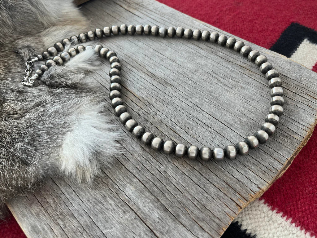 10mm Sterling Silver  Pearl Necklace ~