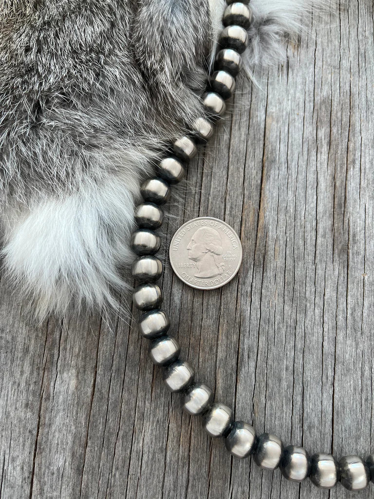 10mm Sterling Silver  Pearl Necklace ~