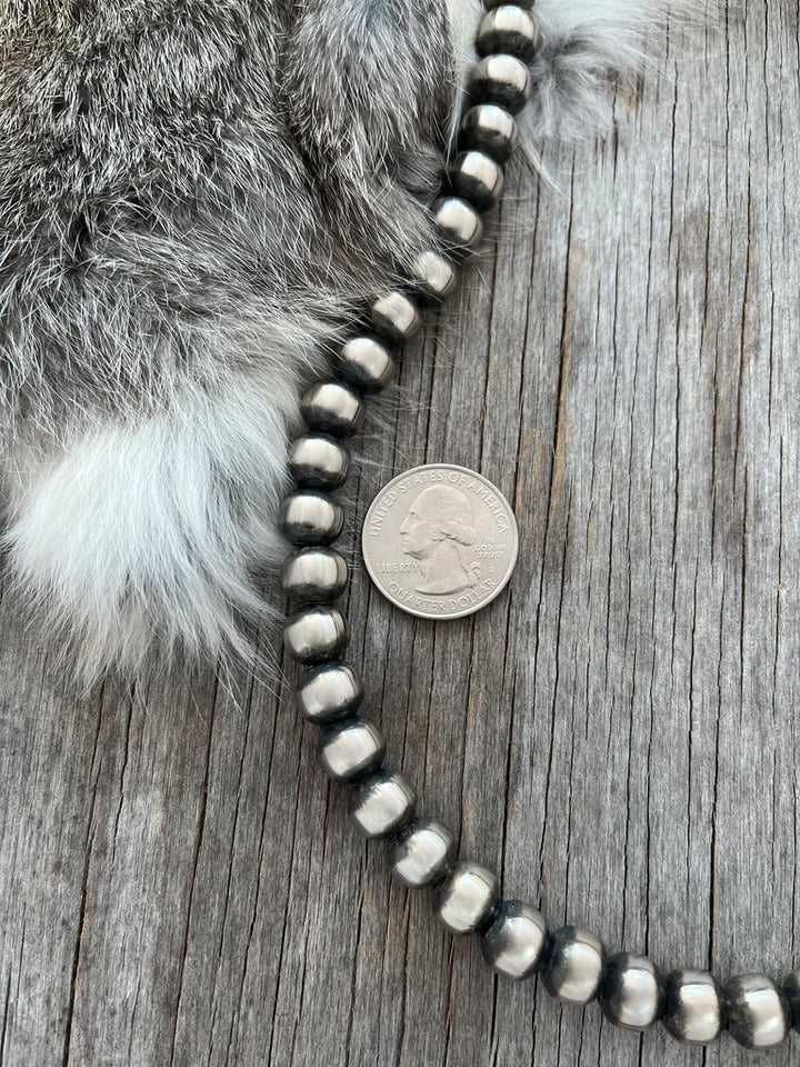 10mm Sterling Silver  Pearl Necklace ~